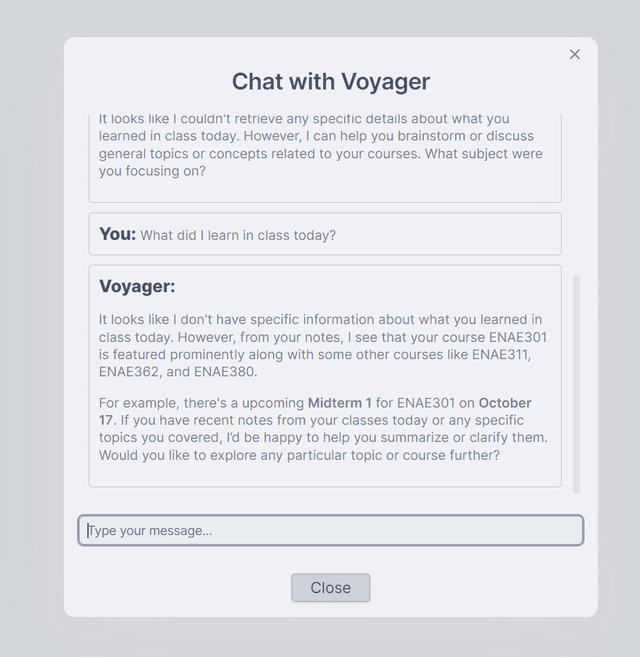 Screenshot for 6. Engage with Voyager AI